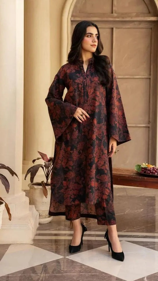 3 Pc - Airjet Khaddar Printed Suit