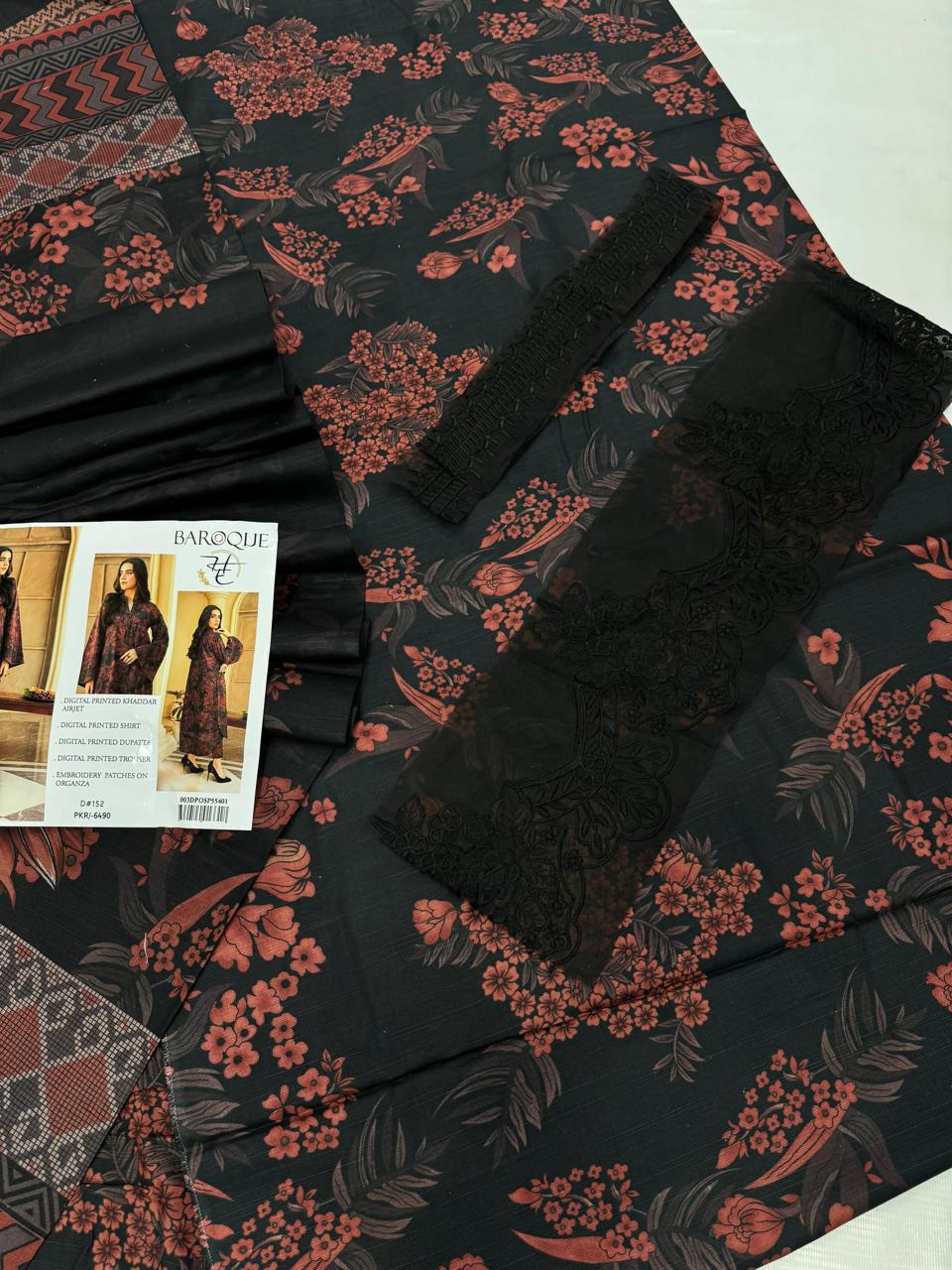 3 Pc - Airjet Khaddar Printed Suit