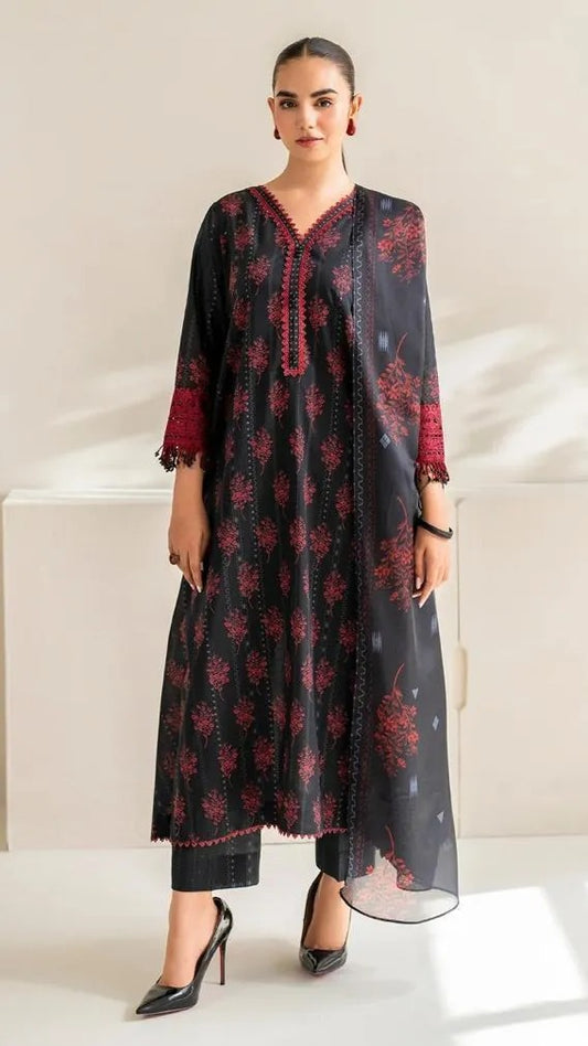 3 Pc - Airjet Khaddar Printed Suit