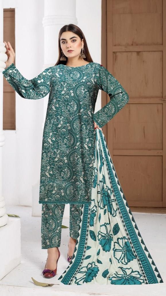 3 Pc - Airjet Khaddar Printed Suit