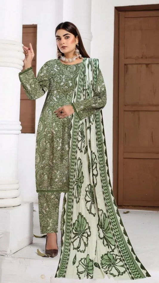 3 Pc - Airjet Khaddar Printed Suit