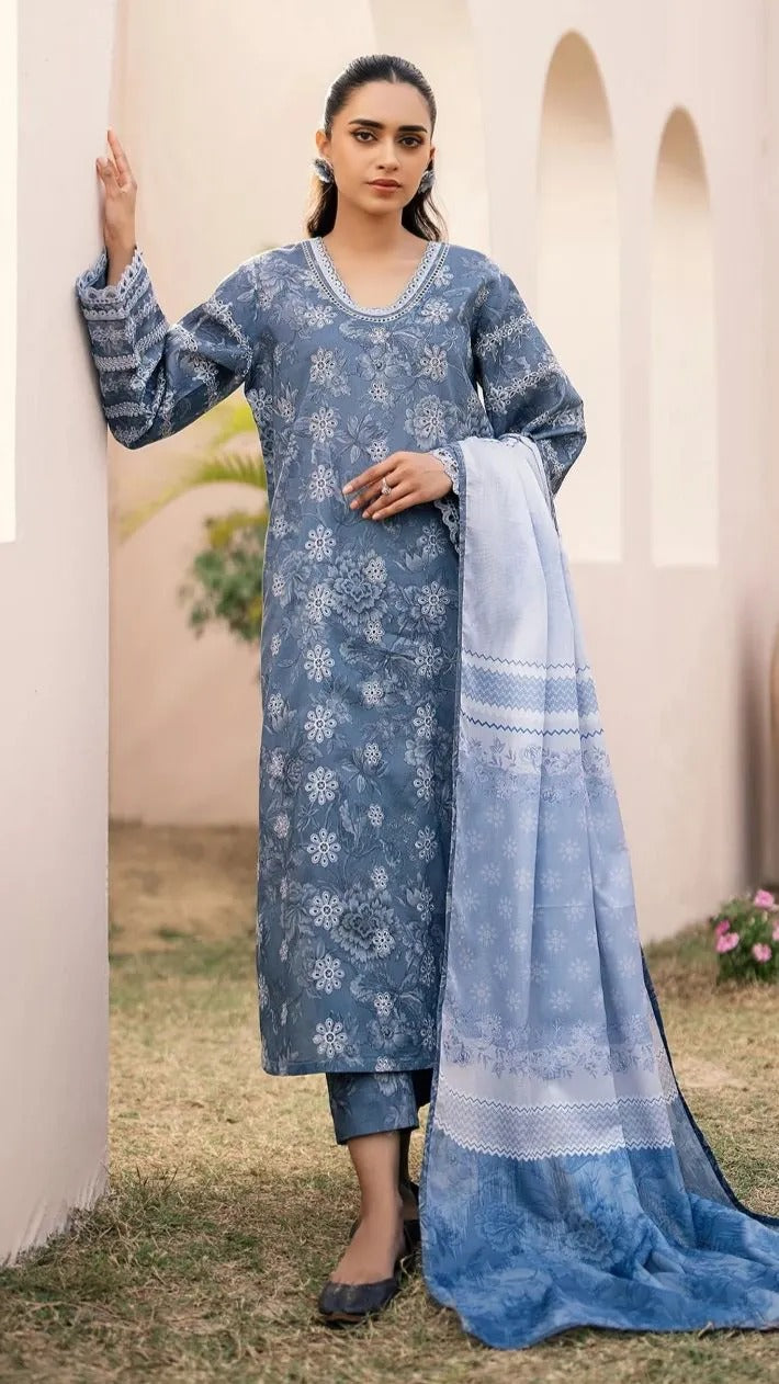 3 Pc - Airjet Khaddar Printed Suit