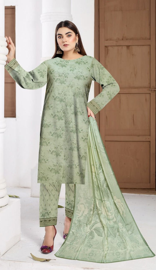 3 Pc - Slub Dhanak Printed Suit