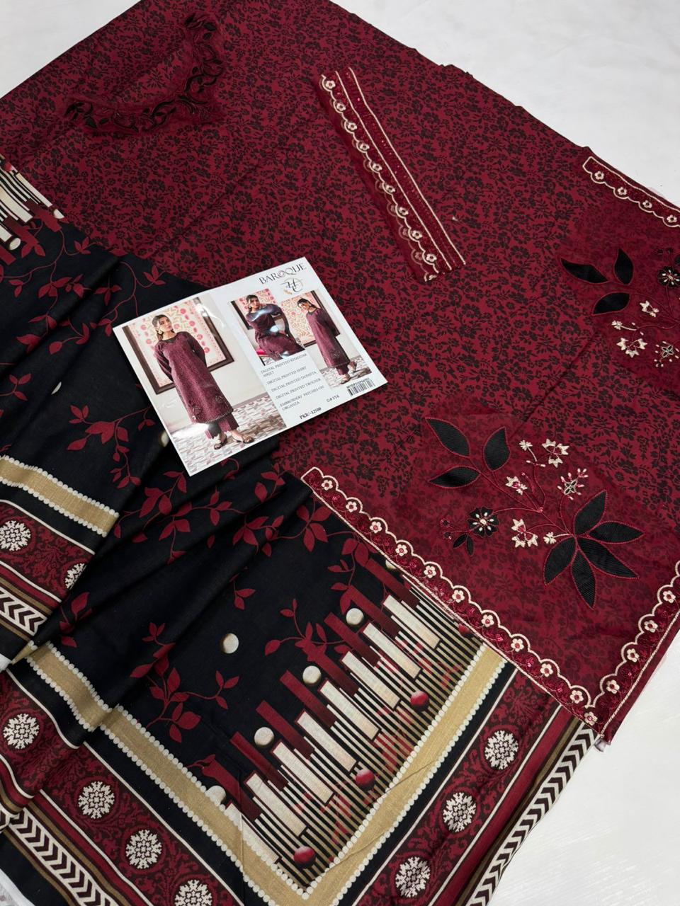 3 Pc - Airjet Khaddar Printed Suit