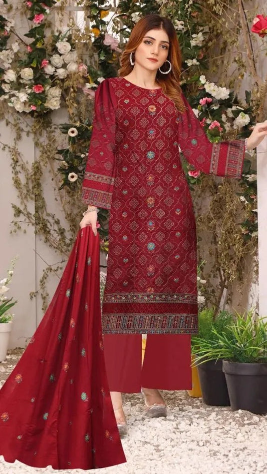 3 Pc - Airjet Karandi Full Embroided Suit