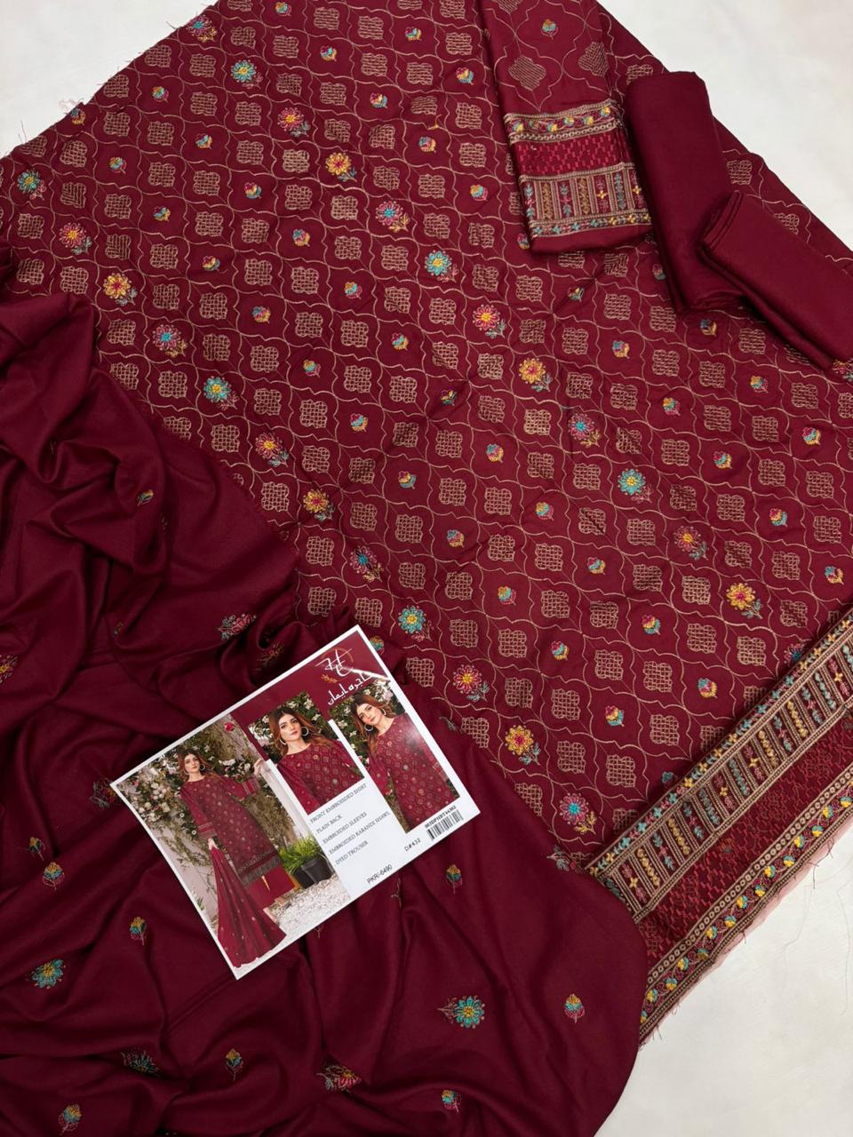 3 Pc - Airjet Karandi Full Embroided Suit