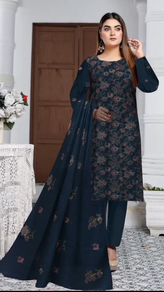 3 Pc - Airjet Karandi Full Embroided Suit