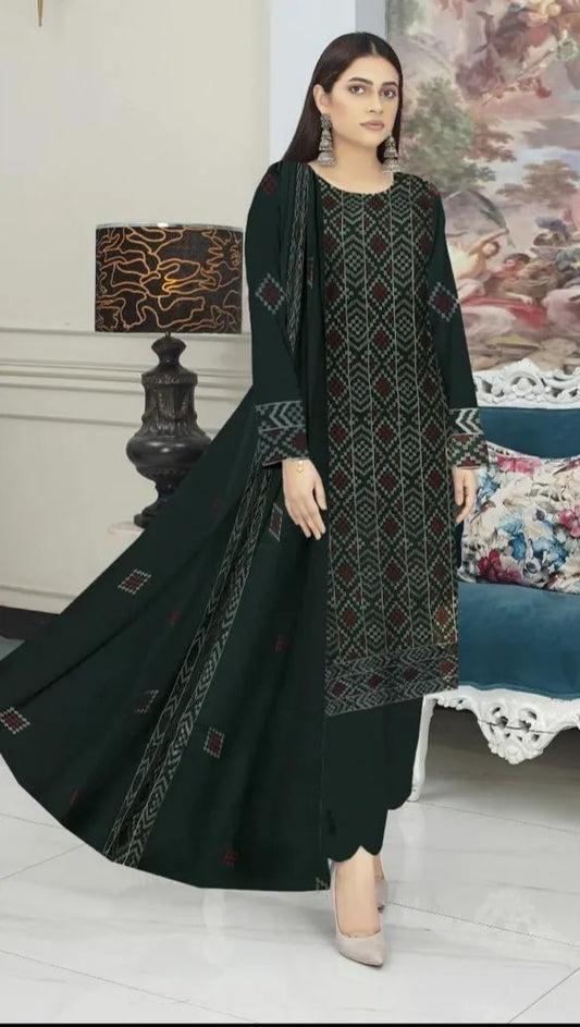 3 Pc - Airjet Karandi Full Embroided Suit