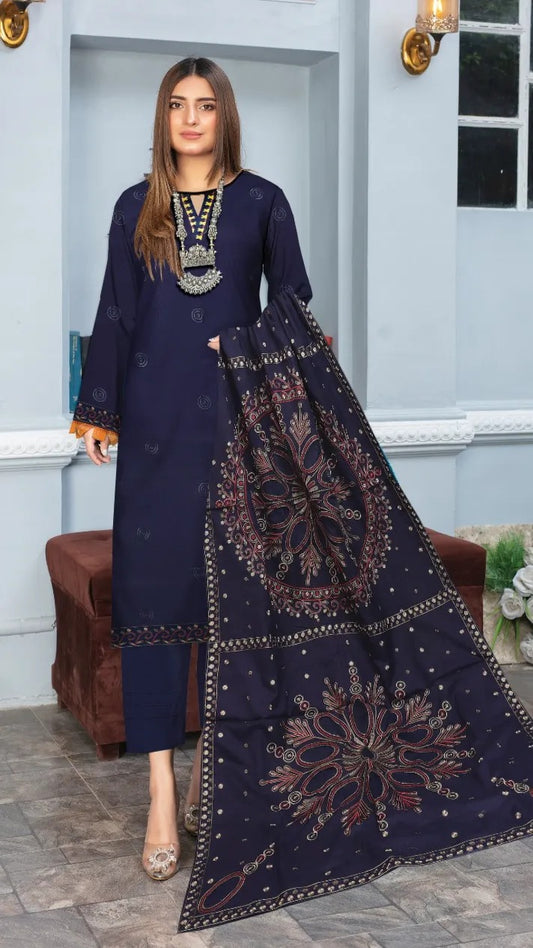 3 Pc - Airjet Dhanak Embroidered Suit