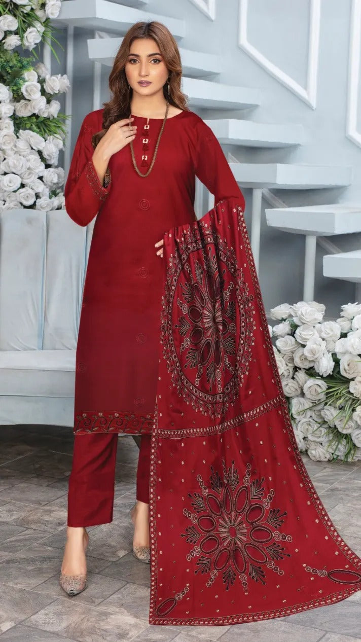 3 Pc - Airjet Dhanak Embroidered Suit