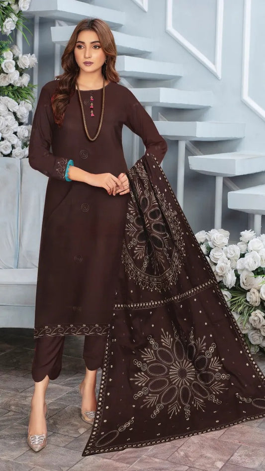 3 Pc - Airjet Dhanak Embroidered Suit