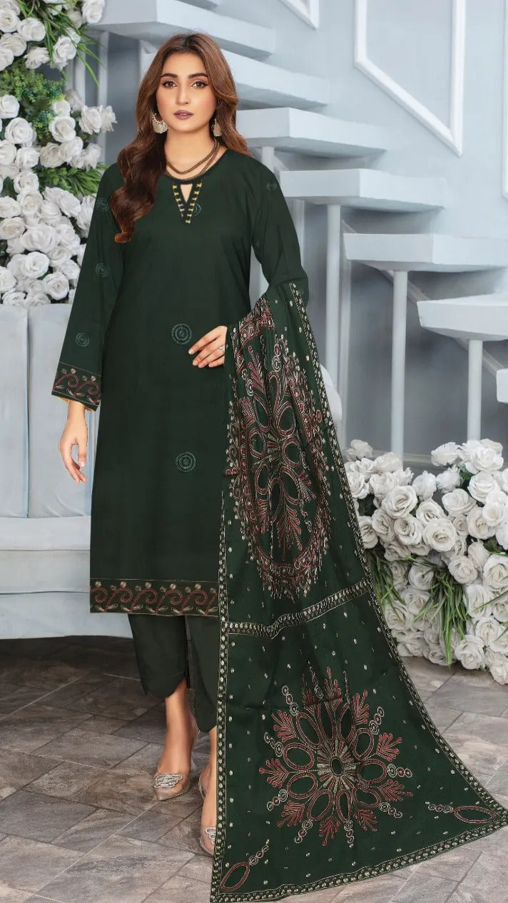 3 Pc - Airjet Dhanak Embroidered Suit