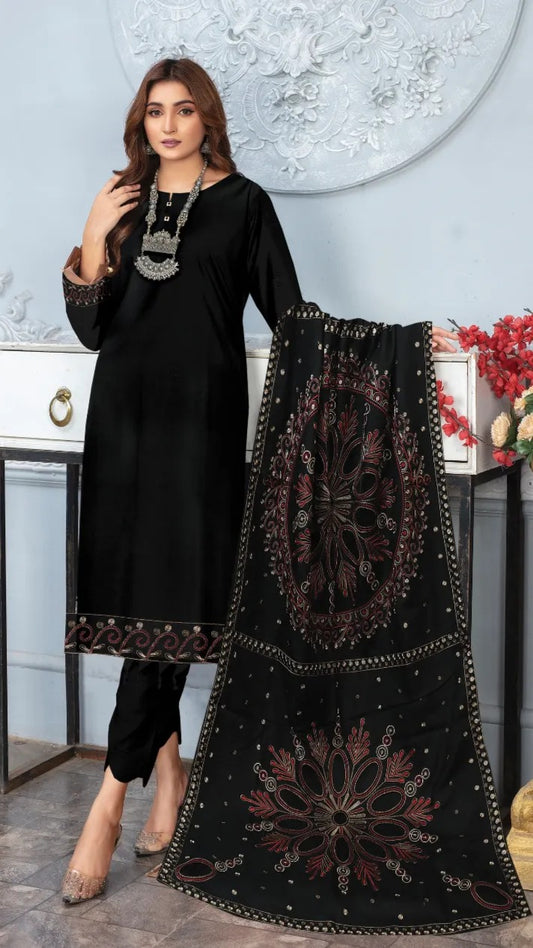 3 Pc - Airjet Dhanak Embroidered Suit