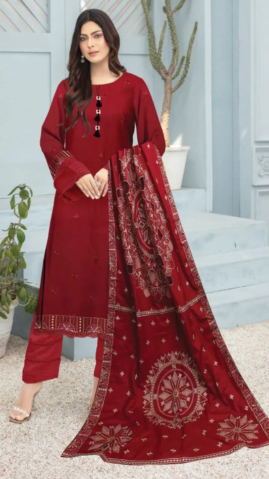 3 Pc - Airjet Dhanak Embroidered Suit