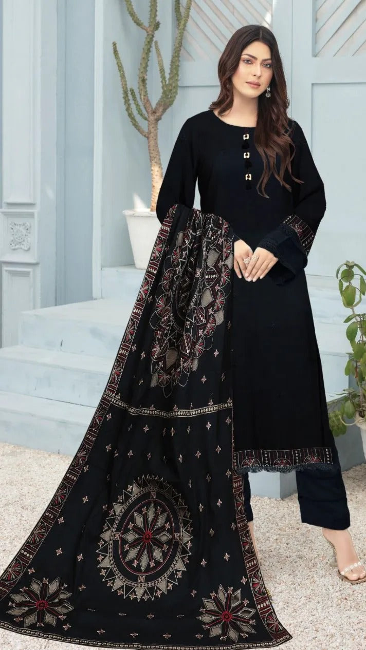 3 Pc - Airjet Dhanak Embroidered Suit