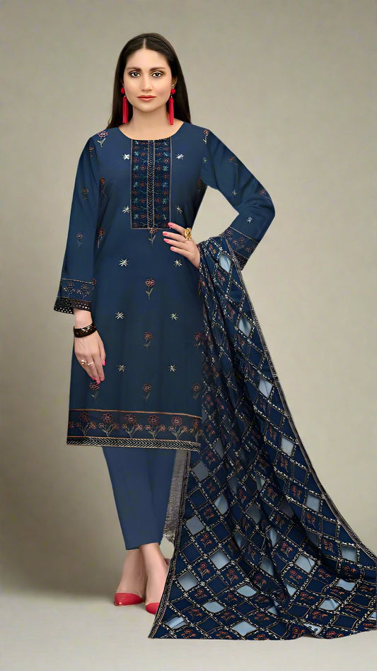 3 Pc - Airjet Karandi Embroidered Suit